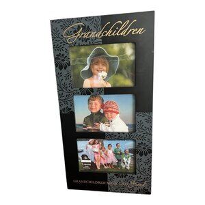 Malden Grandkids Hanging Wood Picture Frame with Glass Holds 3-4x6 Photos Black
